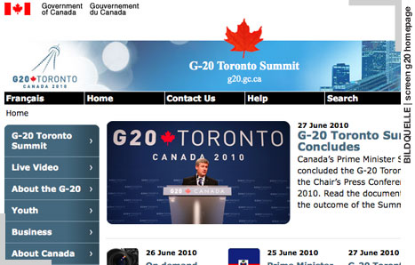 Bild: Screen G20 Homepage